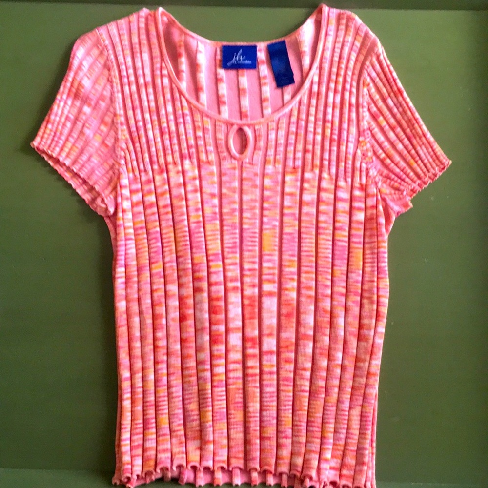 Multi color cap sleeve knit top by JH Collectibles.  Like new